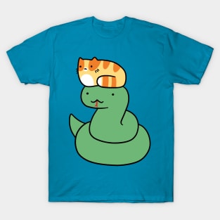 Snake and Little Orange Tabby Cat T-Shirt